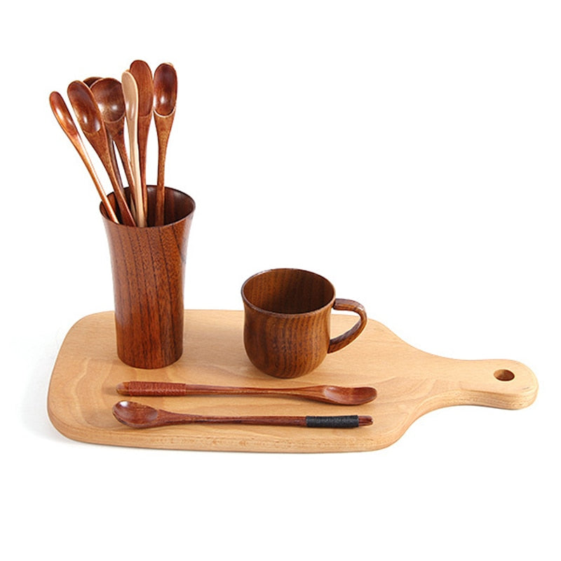 Natural Wood Long Handle Coffee Spoon