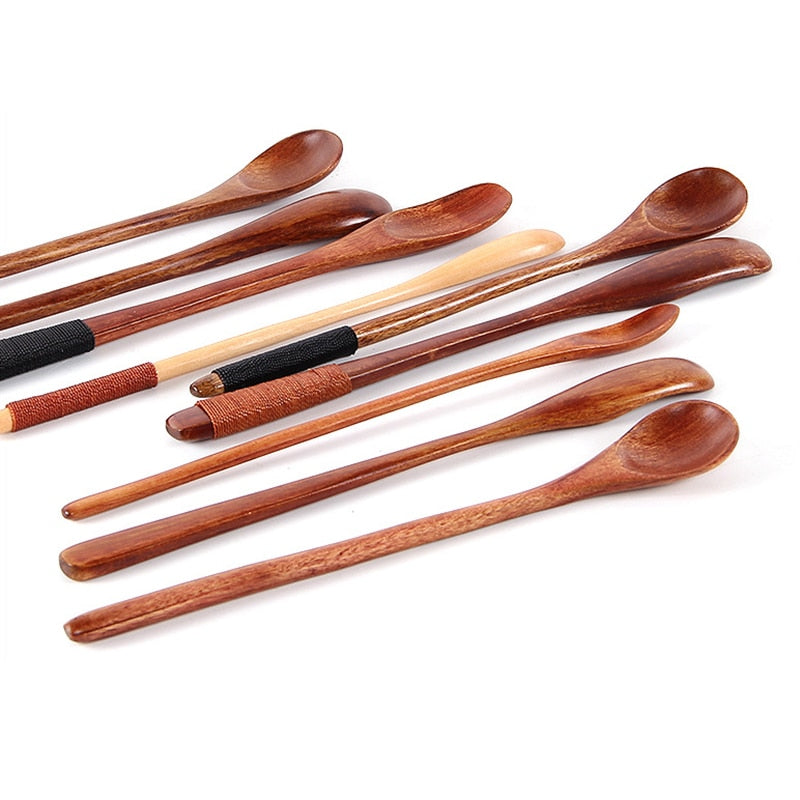 Natural Wood Long Handle Coffee Spoon