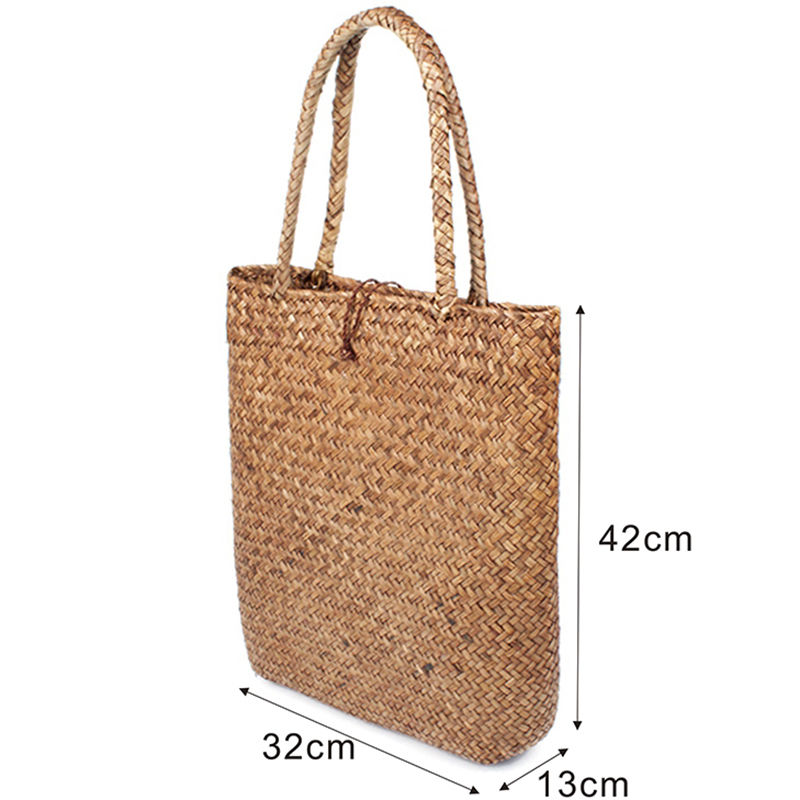 Homemade Large Straw Tote Beach Bag