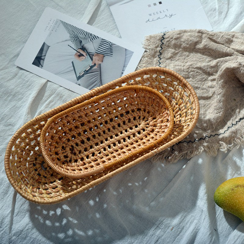 Hand-woven Wicker & Rattan Storage Tray