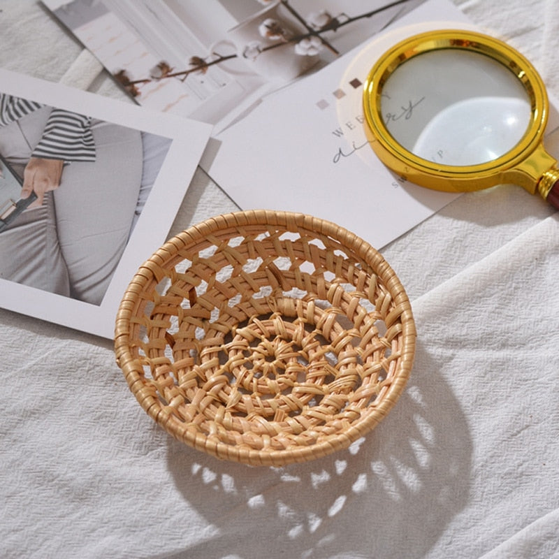 Hand-woven Wicker & Rattan Storage Tray