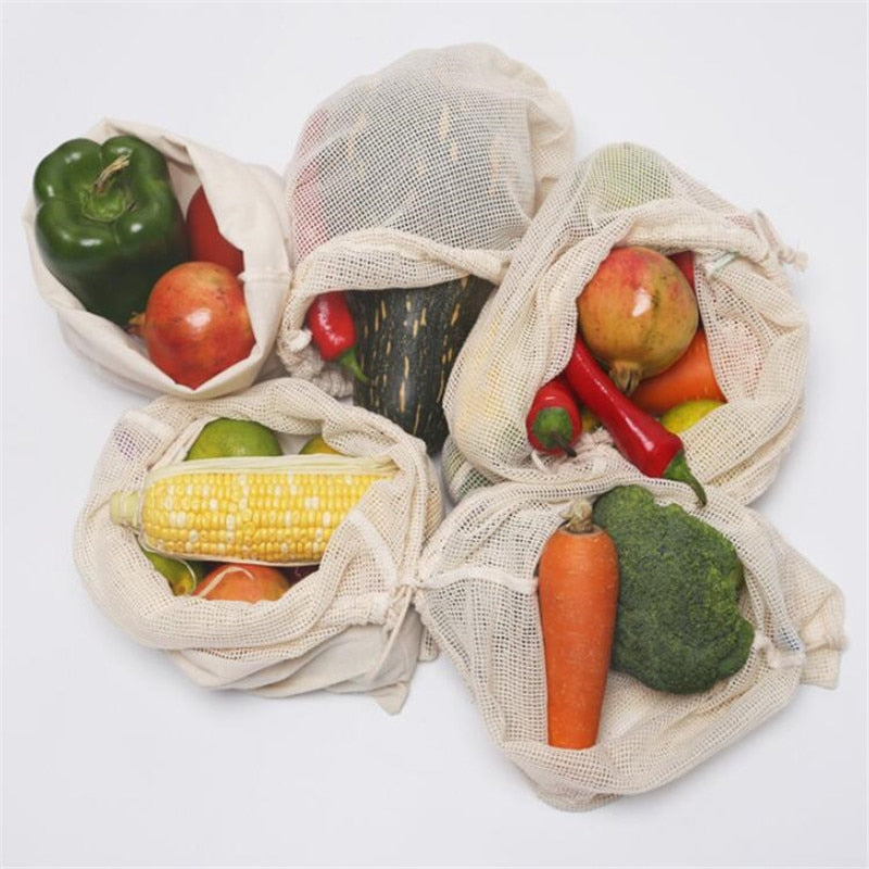 Reusable Cotton Mesh Vegetable Bags