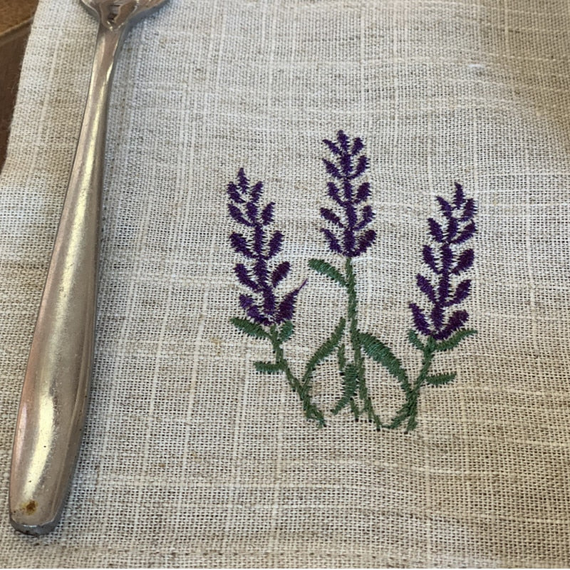 Hemstitch Poly & Linen Napkin/ Placemat With Lavender Detail