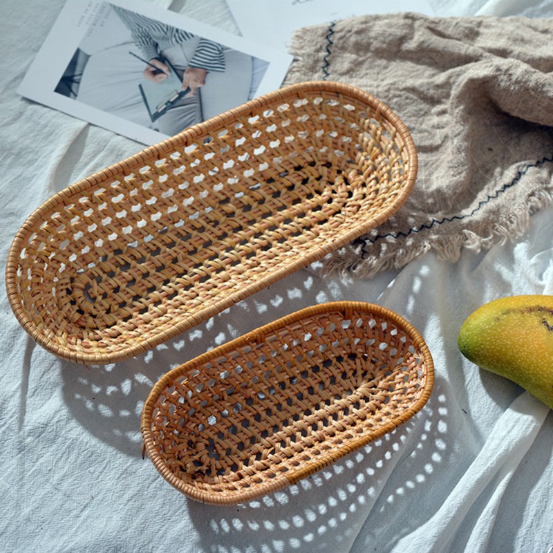 Hand-woven Wicker & Rattan Storage Tray