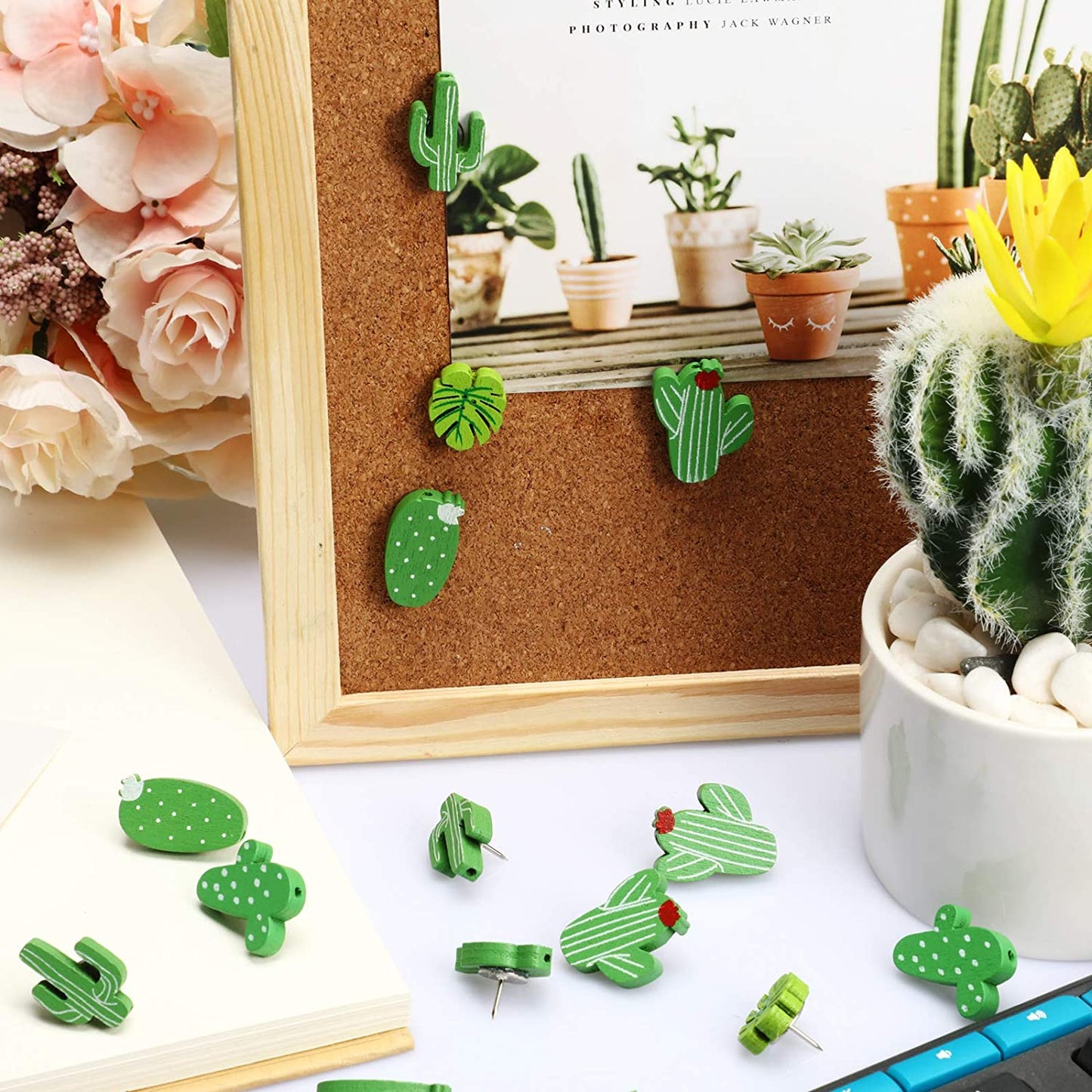 30pcs Cactus Shaped Thumbtacks