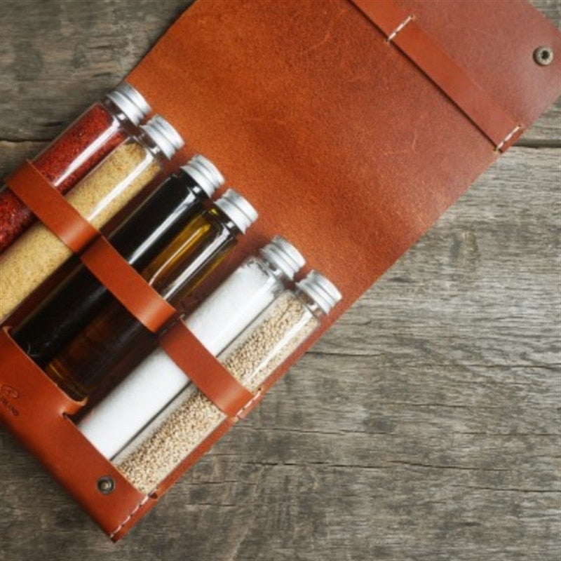 Leather Kitchen Set With Glass Oil Dispensers