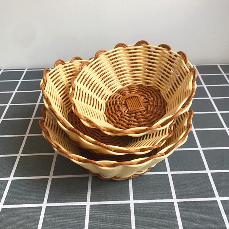 Round Simulation Woven Rattan Storage Basket