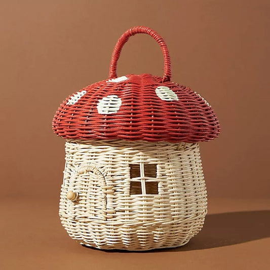 Hand Woven Mushroom Rattan Basket Bag