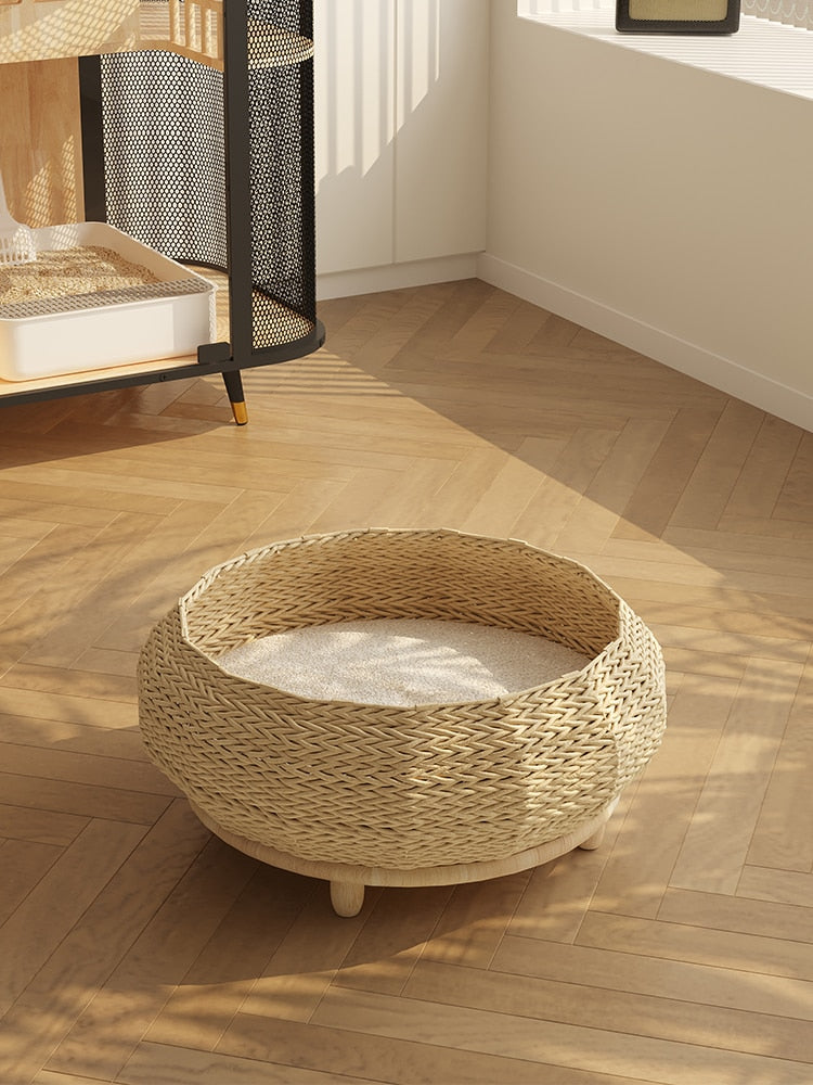 Miaozan Weaves Wood Cat/ Dog Bed