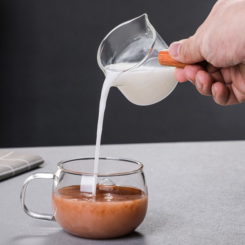 Espresso Coffee Cup With Measuring Cup and Wooden Handle