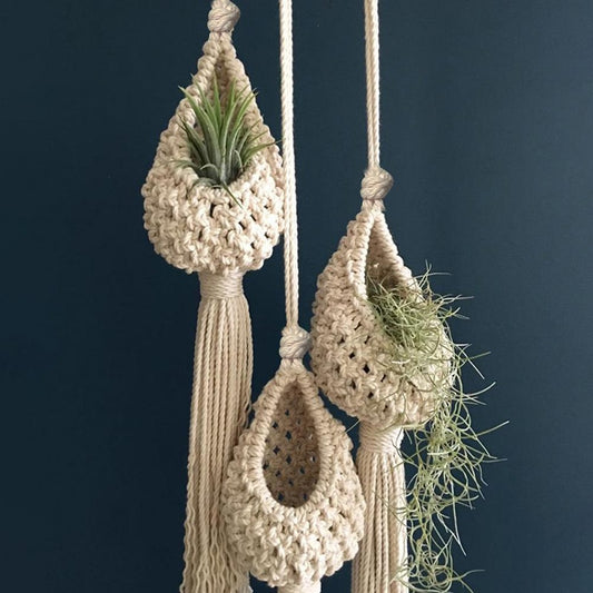 Homemade Rope and Tassel Hanging Basket