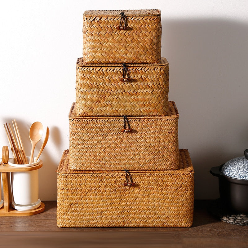 Woven Storage Basket With Lid