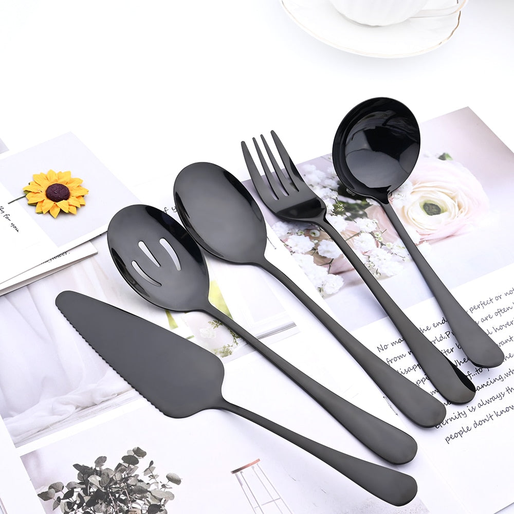 Black Cutlery Serving Utensil Set