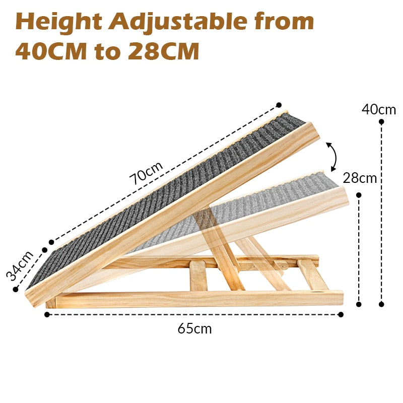 Wooden Portable & Adjustable Dog and Cat Ramp